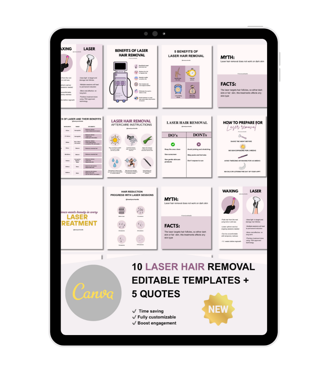 10 LASER HAIR REMOVAL EDITABLE TEMPLATES + 5 QUOTES