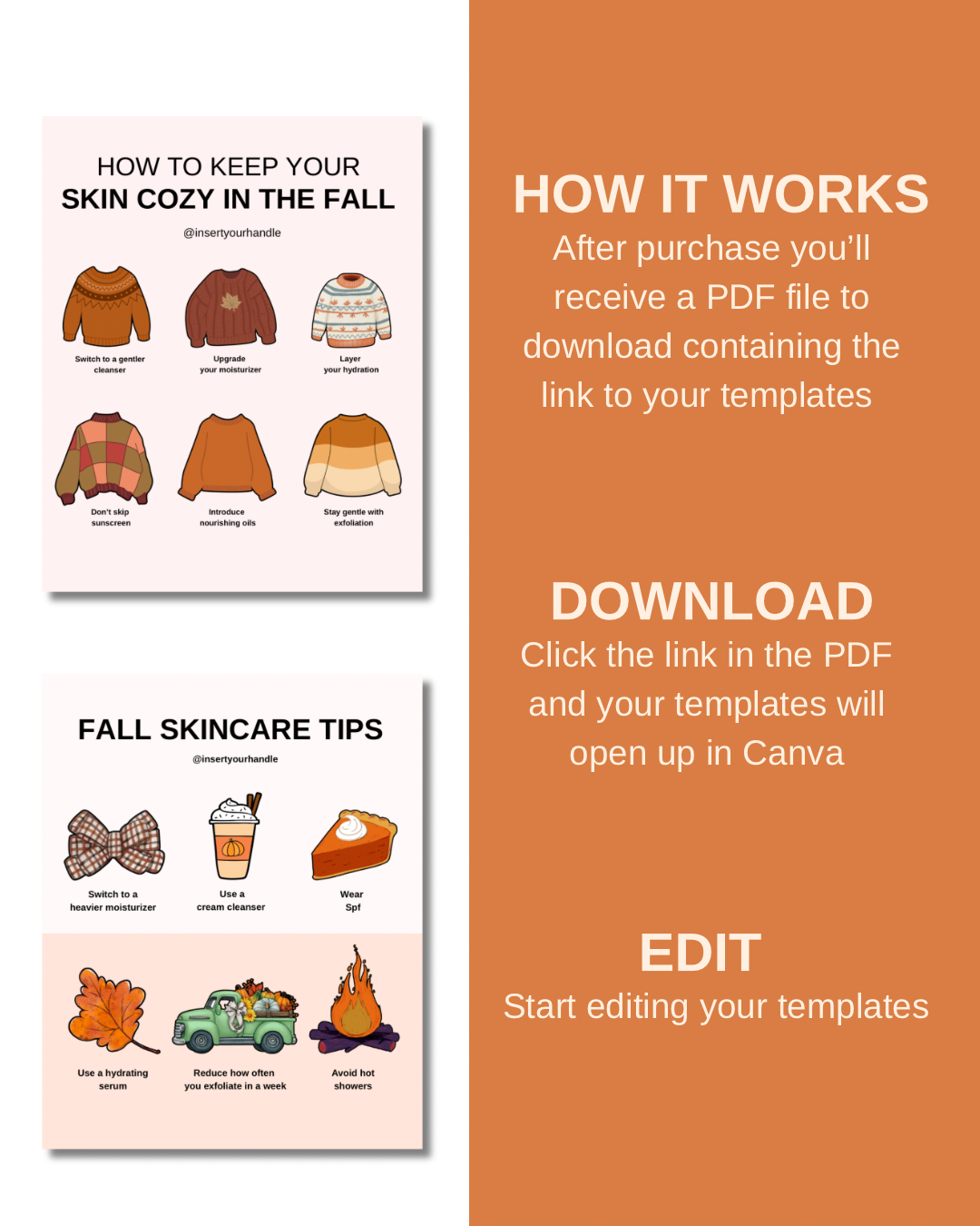 10 EDITABLE AUTUMN SKINCARE TEMPLATES + 5 QUOTES