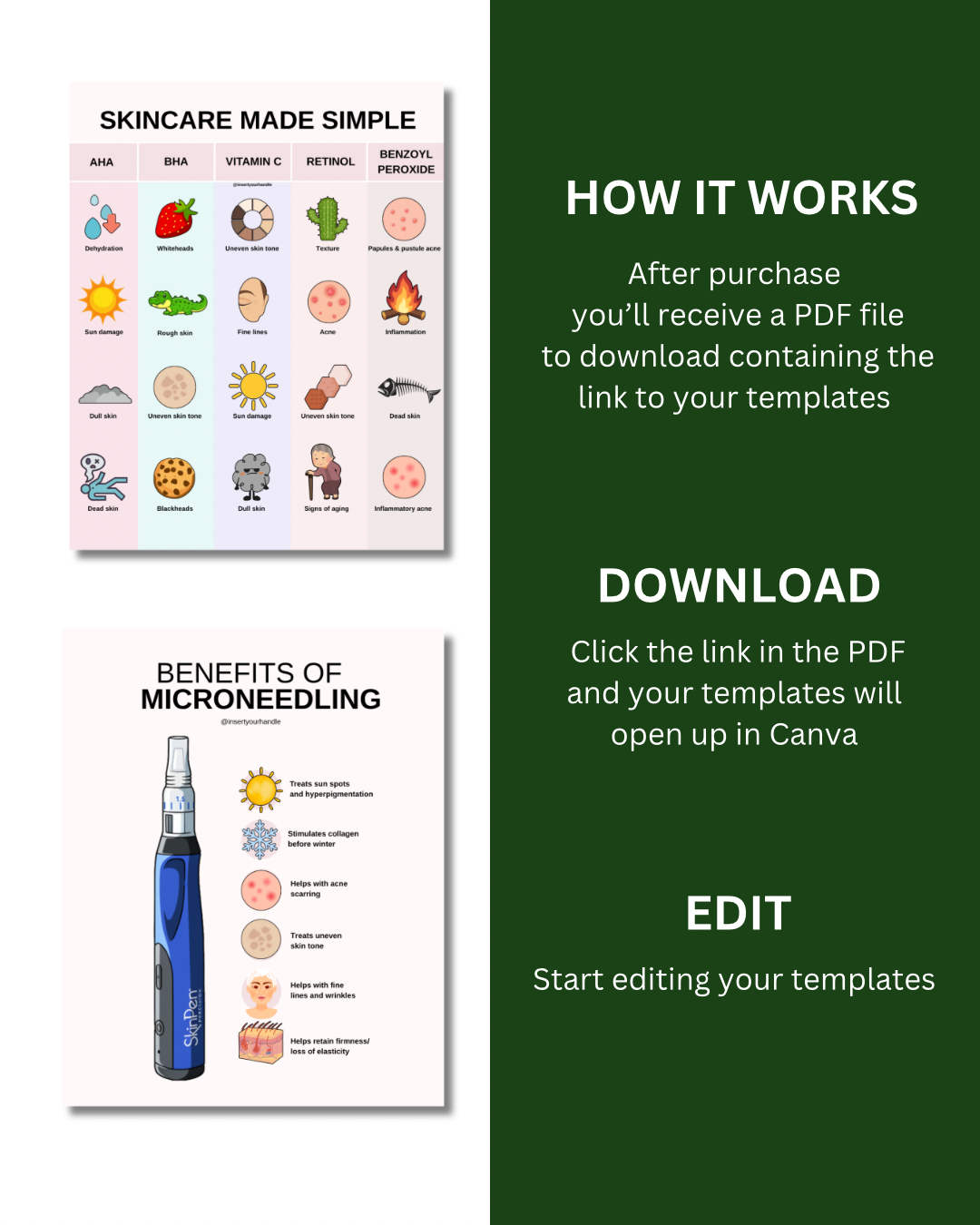 60 EDITABLE SKINCARE TEMPLATES + 5 QUOTES