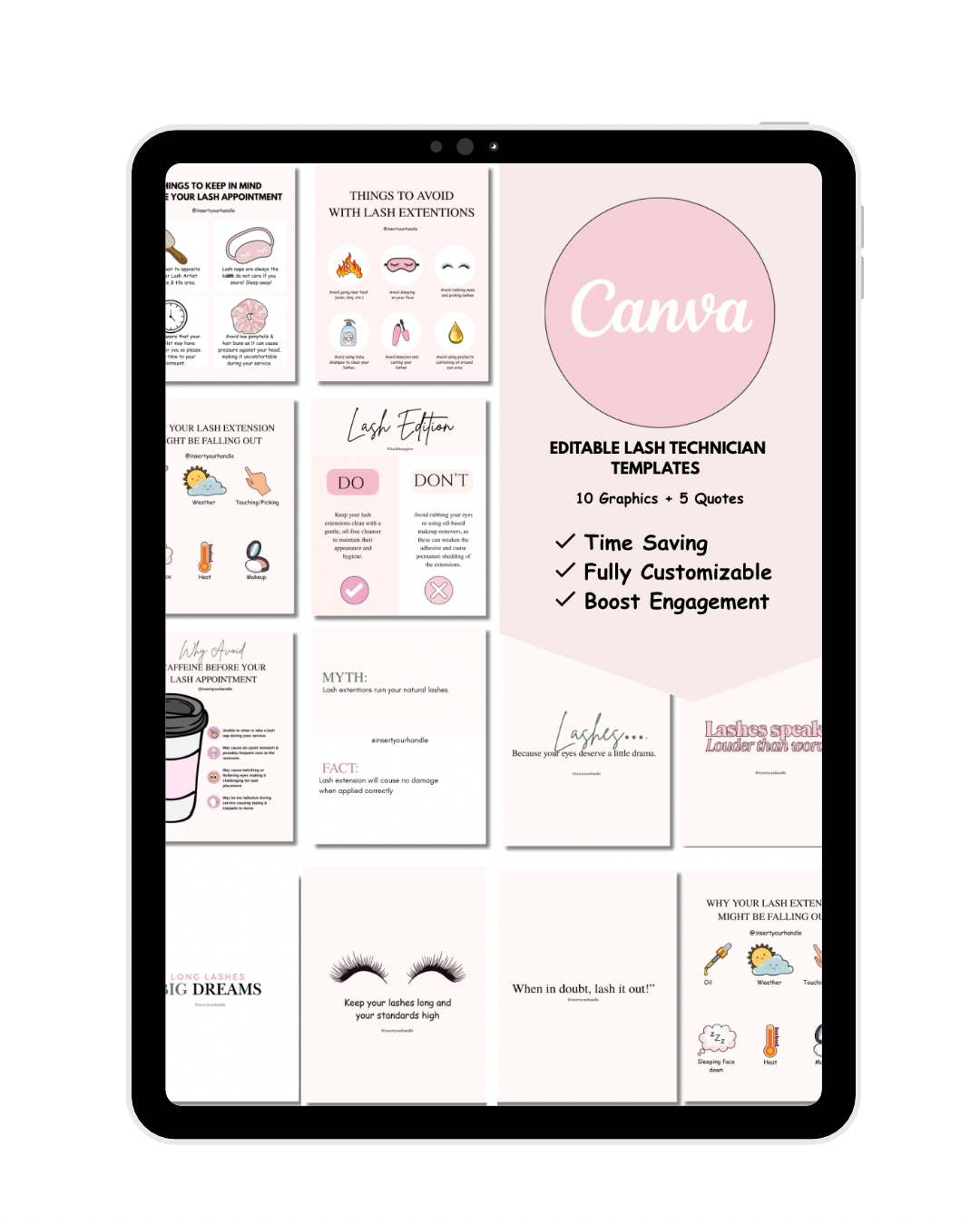 10 EDITABLE LASH TECHNICIAN TEMPLATES + 5 QUOTES