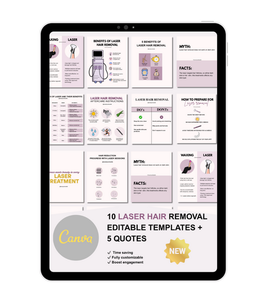 10 LASER HAIR REMOVAL EDITABLE TEMPLATES + 5 QUOTES