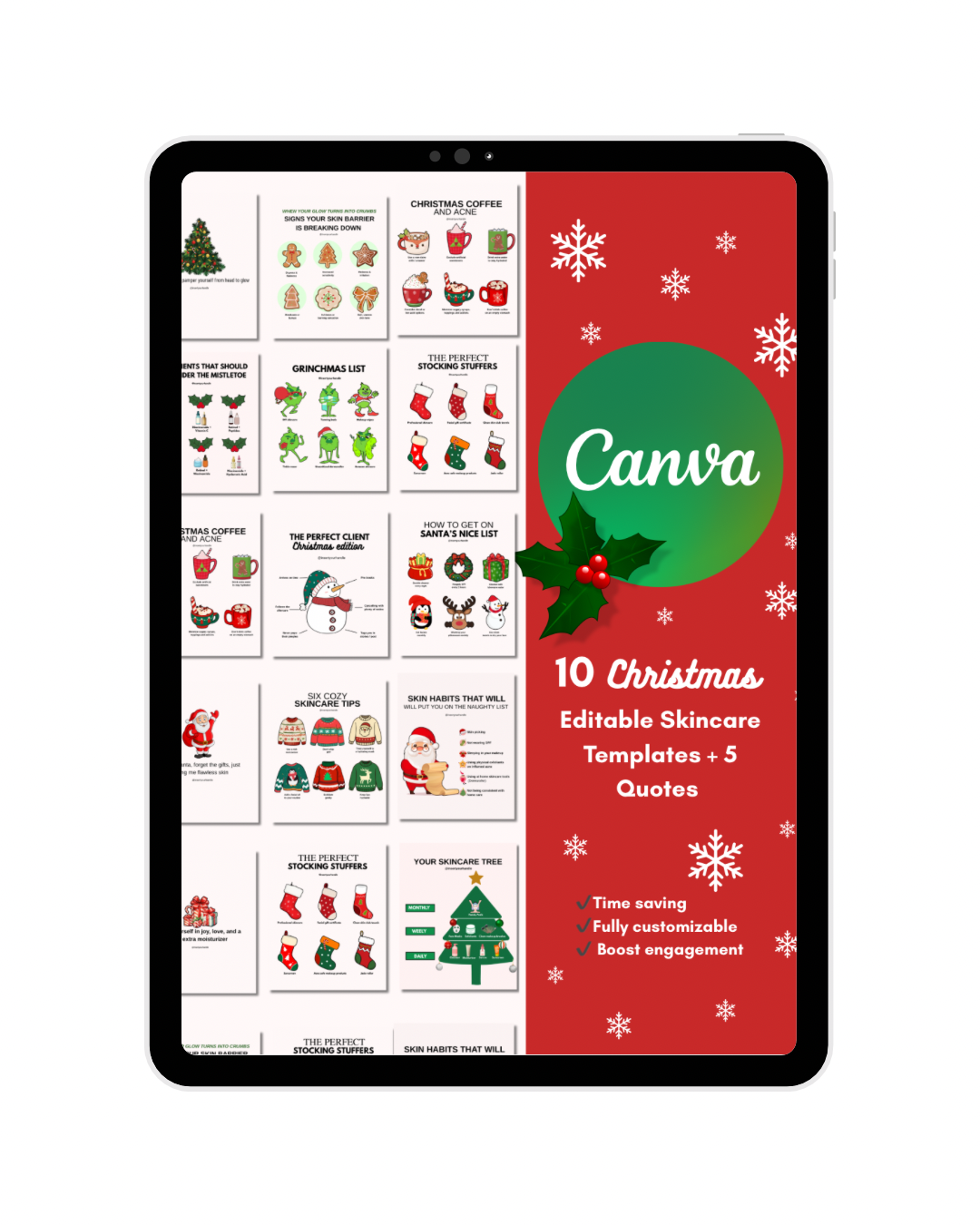 10 CHRISTMAS EDITABLE SKINCARE TEMPLATES + 5 QUOTES