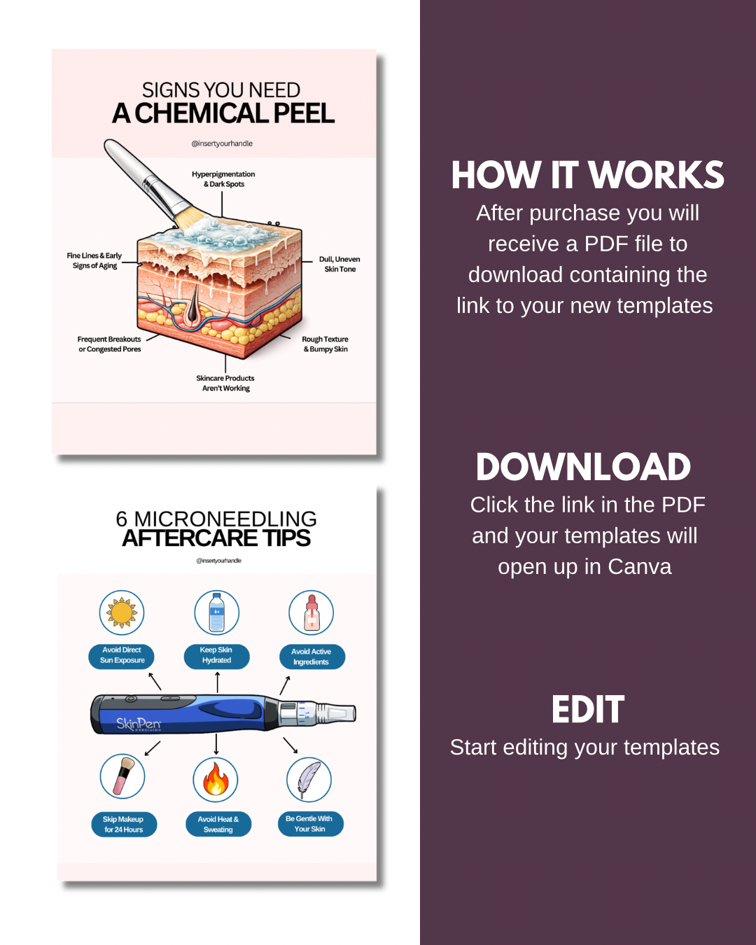 30 EDITABLE SKINCARE TEMPLATES