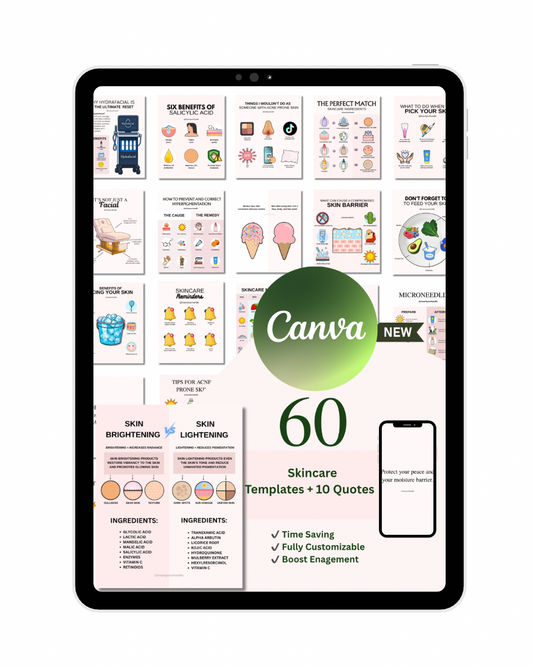 60 EDITABLE SKINCARE TEMPLATES + 5 QUOTES