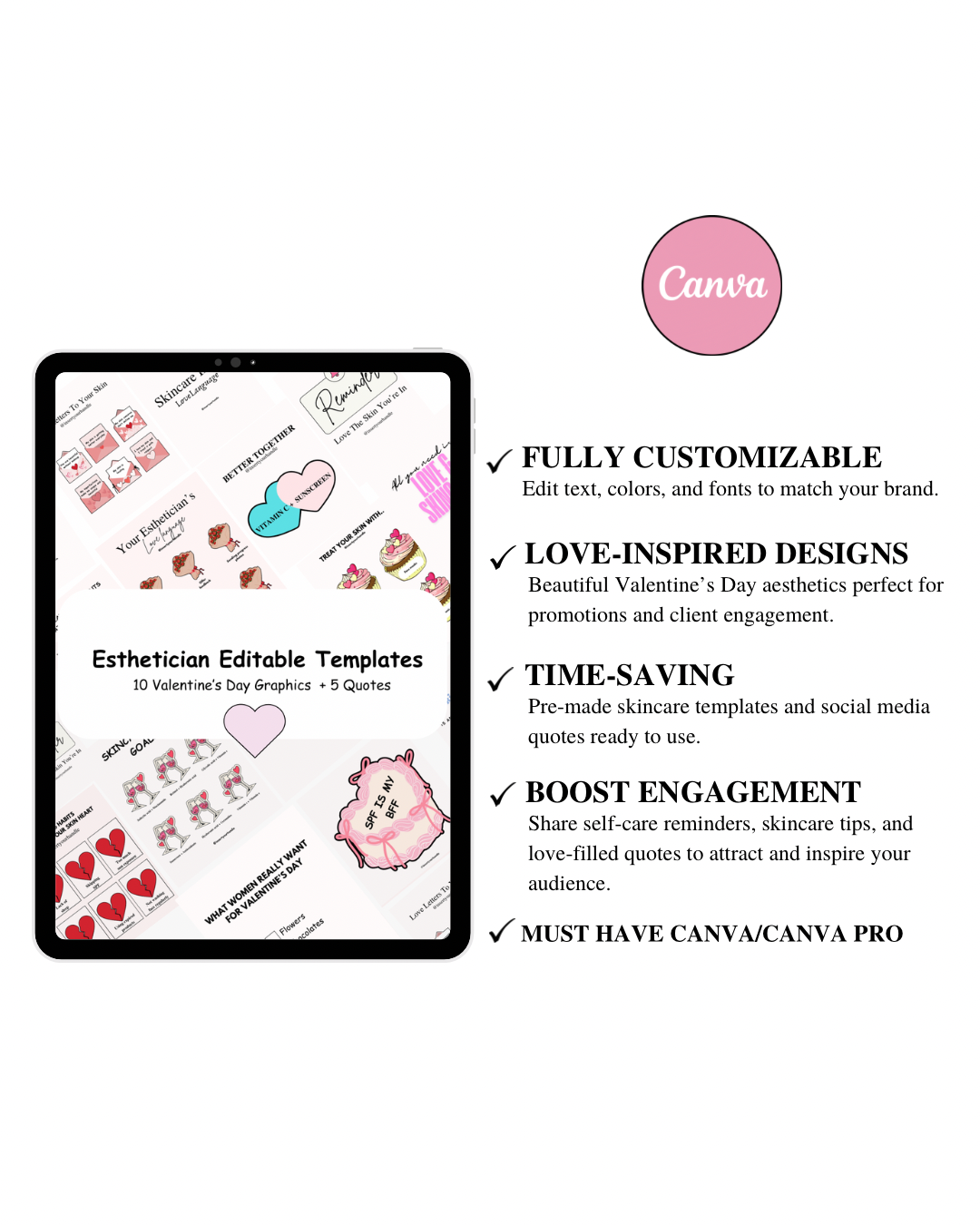 ESTHETICIAN EDITABLE TEMPLATES-10 Valentine’s Day Graphics + 5 quotes