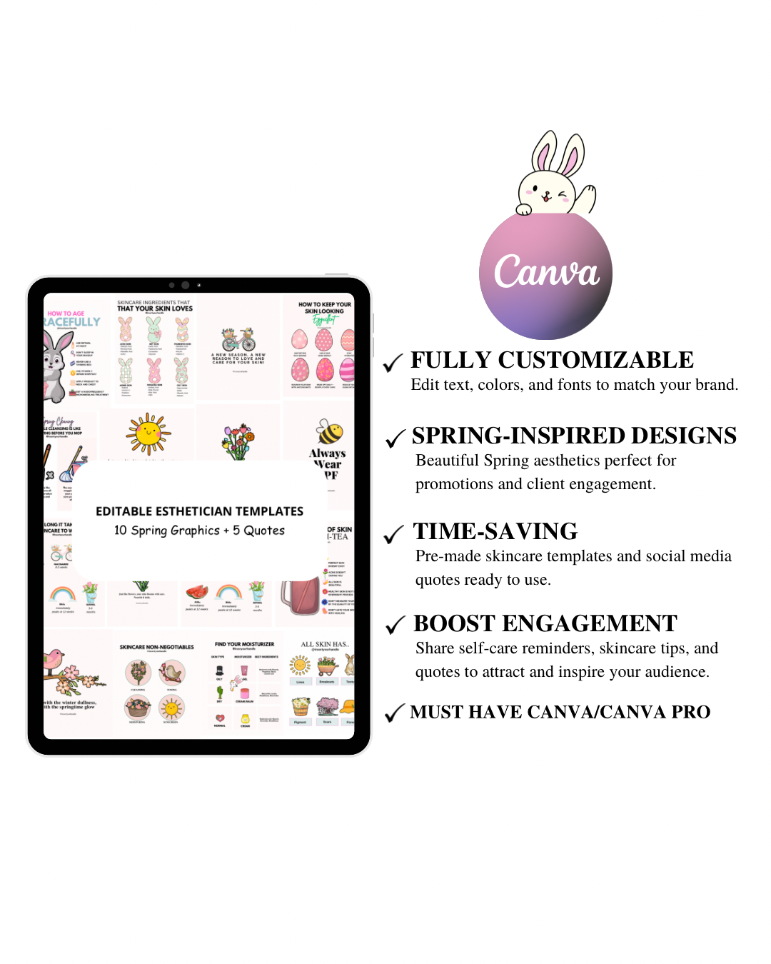 EDITABLE ESTHETICIAN TEMPLATES-10 Spring Graphics + 5 quotes