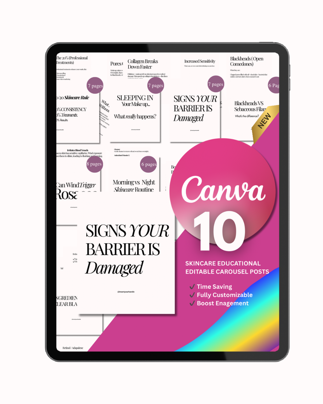 10 EDITABLE SKINCARE EDUCATIONAL CAROUSEL POSTS