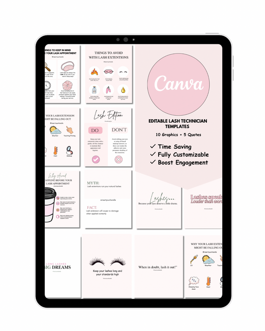 10 EDITABLE LASH TECHNICIAN TEMPLATES + 5 QUOTES